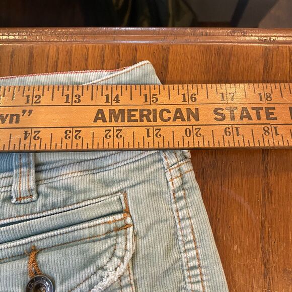 Vintage Y2K GLO Green Corduroy Pants Women’s Juniors 9 Flare Pockets 2000s - Picture 4 of 10